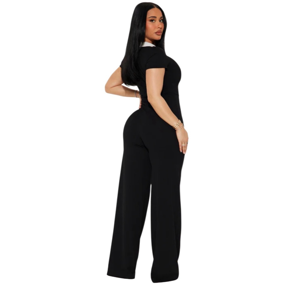 Women's Fashion Nova Black White Short Sleeve Jumpsuit 2X NWT - Picture 8 of 13